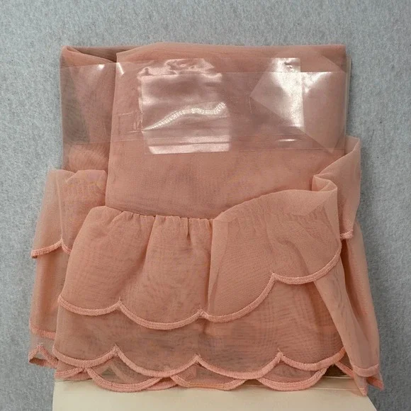 VTG Lizette Ascot Valance Shear Soft Peach Ruffle 21" X 30" Length Pocket Rod - Picture 1 of 6